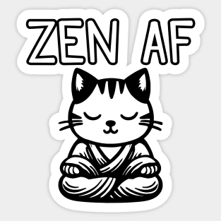 Cute Zen AF Meditating Cartoon Monk Cat Sticker